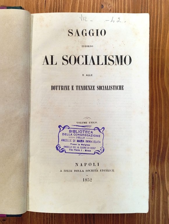 Saggio intorno al socialismo e alle dottrine e tendenze socialistiche