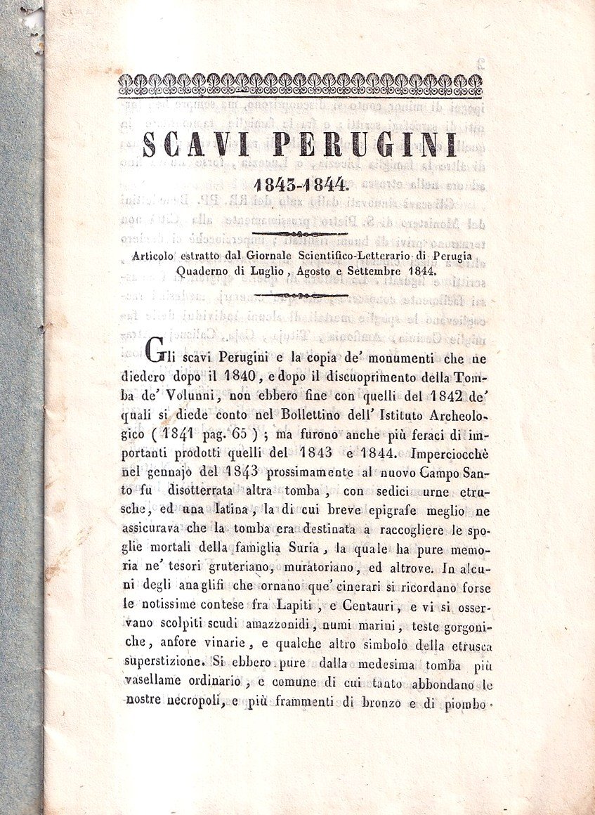 Scavi perugini 1843-1844