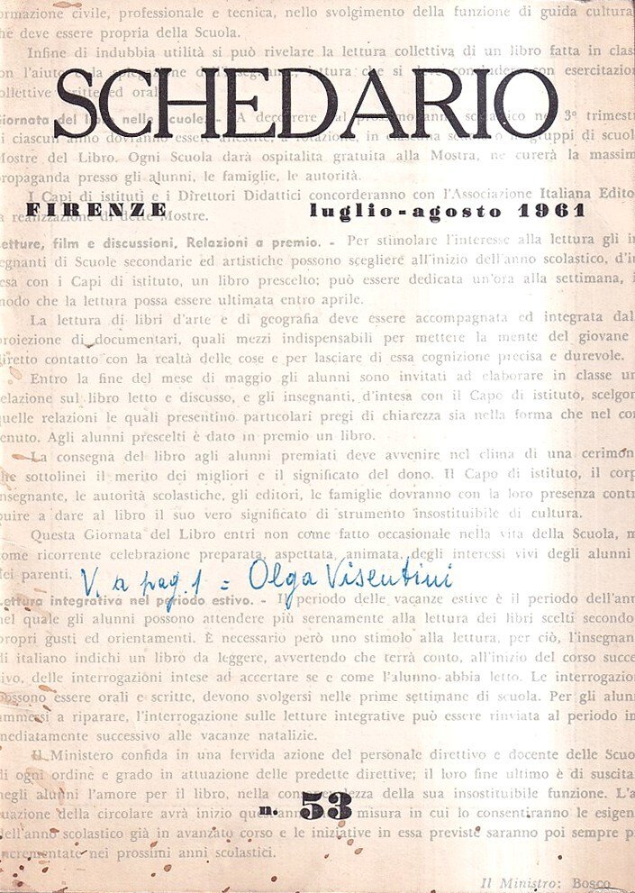 Schedario - n. 53, luglio-agosto 1961 [numero monografico dedicato a …