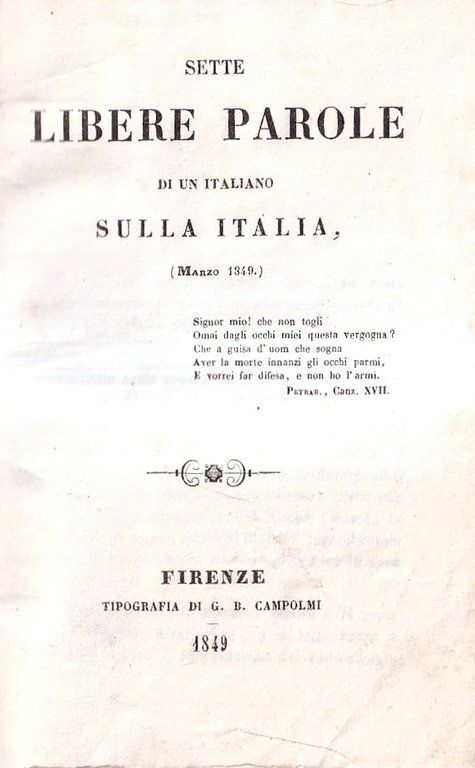 Sette libere parole di un italiano sull'Italia (marzo 1849) / …