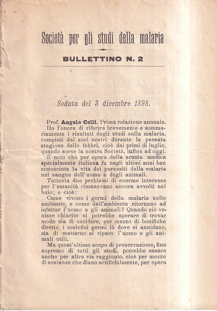 Società per gli studi della malaria. Bullettino n. 2