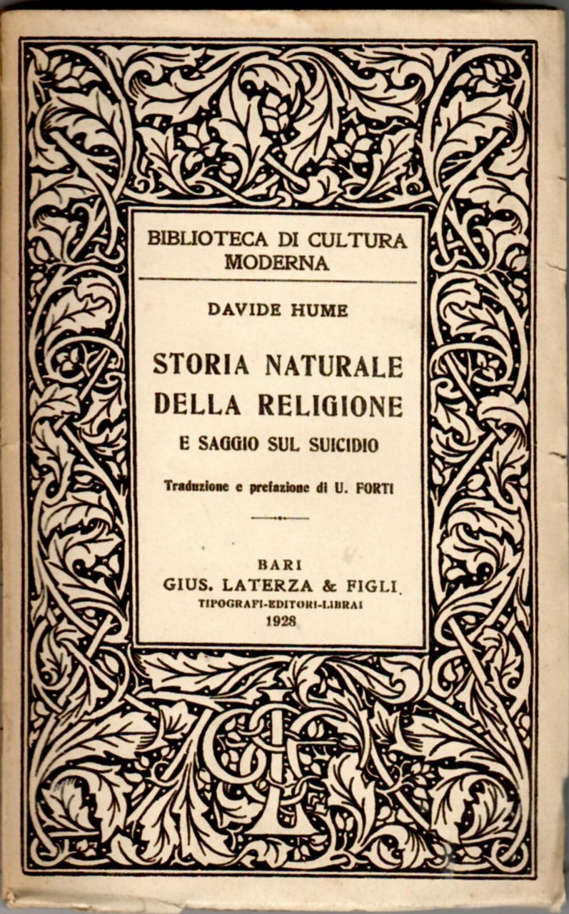 Storia naturale della religione, e Saggio sul suicidio