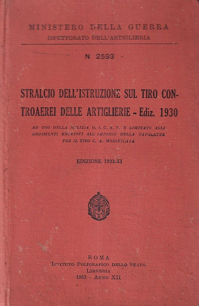Stralcio dell'istruzione sul tiro controaerei delle artiglierie : ad uso … | Immagine principale
