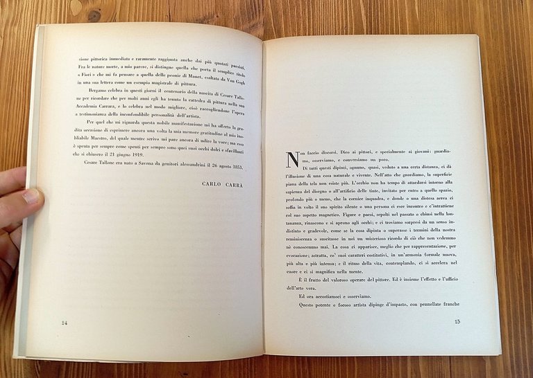 Tallone. Testi di Carlo Carrà e Ciro Caversazzi