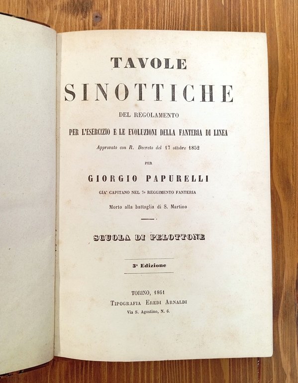 Tavole sinottiche del regolamento per l'esercizio e le evoluzioni della …