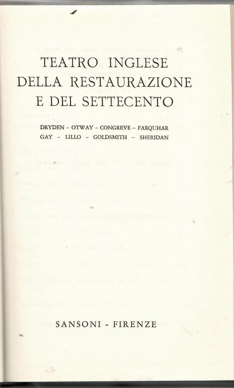 Teatro Inglese Della Restaurazione e Del Settecento | Immagine Gallery 3