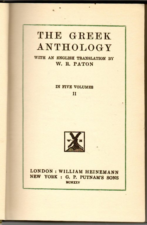The Greek Anthology - Vol. II, (with an English Translation … | Immagine Gallery 2