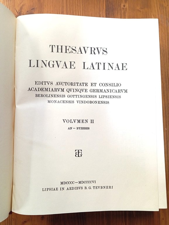 Thesaurus Linguae Latinae [Thesavrus Lingvae Latinae]. Editus auctoritate et consilio … | Immagine Gallery 2