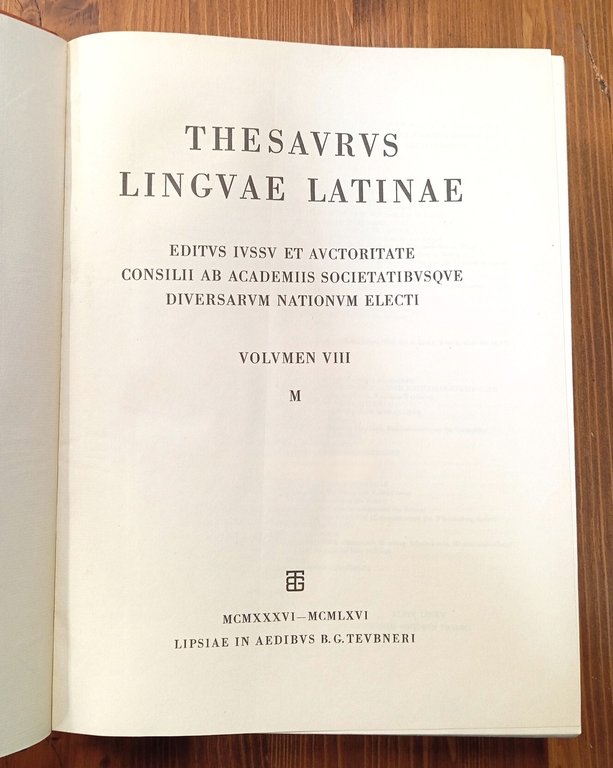 Thesaurus Linguae Latinae [Thesavrus Lingvae Latinae]. Editus auctoritate et consilio … | Immagine Gallery 2