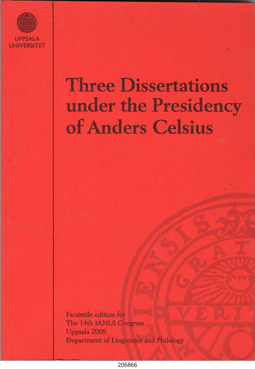 Three dissertations under the Presidency of Anders Celsius | Immagine principale