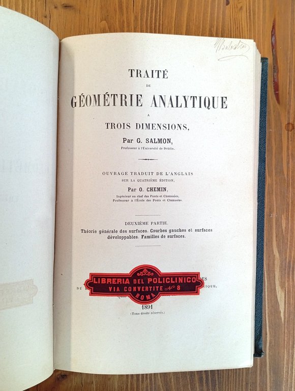 Traité de géométrie analytique à trois dimensions. Vol. I, II …