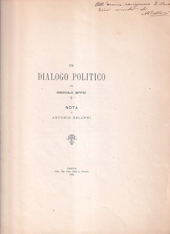 Un dialogo politico del secolo XVII. Nota di Antonio Belloni | Immagine Gallery 2