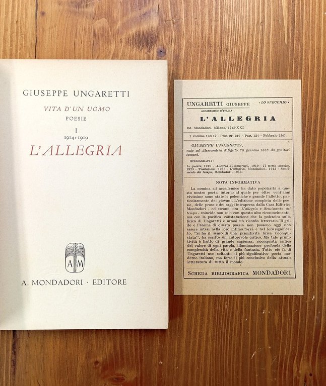 Vita d'un uomo. Poesie. Vol. I: L'allegria (1914-1919)