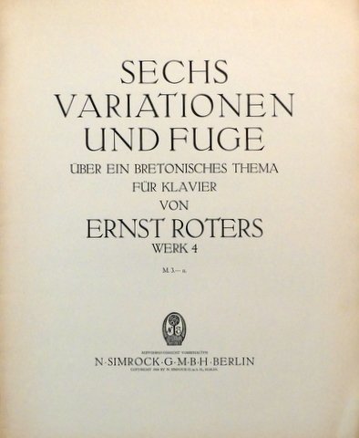 Sechs Variationen und Fuge über ein bretonisches Thema für Klavier. …