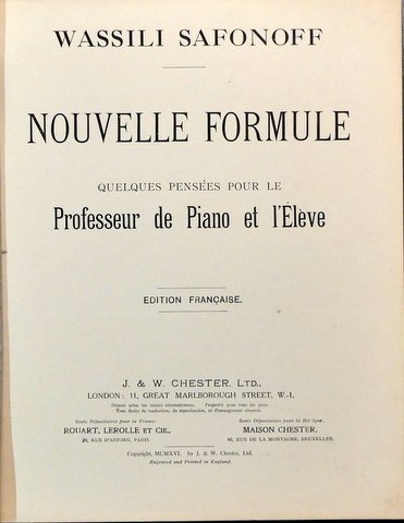 Nouvelle formule. Quelques pensées pour le professeur de piano et …