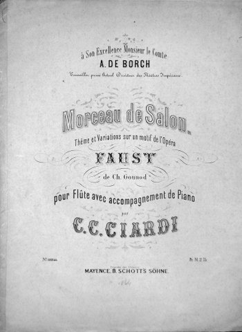 Morceau de salon. Thême et variations sur un motif de l`opéra Faust de Ch. Gounod pour flûte avec accompagnement de piano