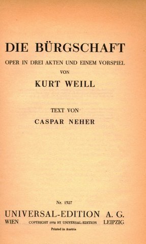 [Libretto] Die Burgschaft. Oper in drei Akten und einem Vorspiel. …