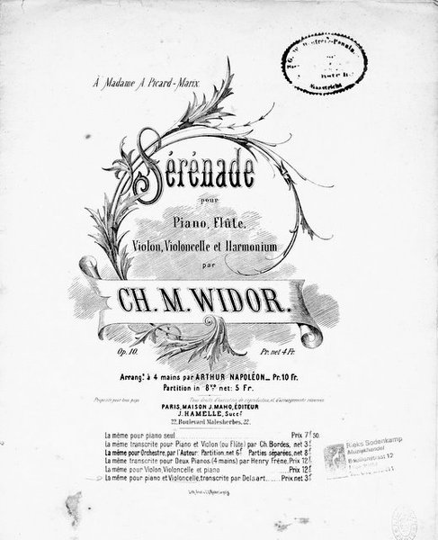 Sérénade pour piano, flûte, violon, violoncelle et harmonium. Op. 10. …