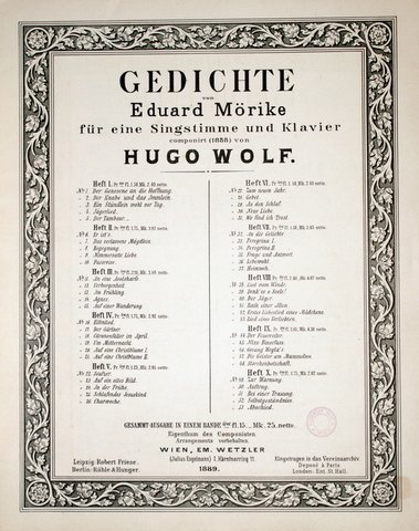 Gedichte von Eduard Mörike für eine Singstimme und Klavier componirt …