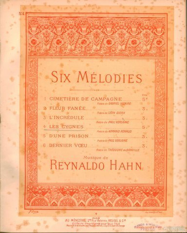 Six mélodies. 4. Les cygnes. Poésie de Armand Renaud