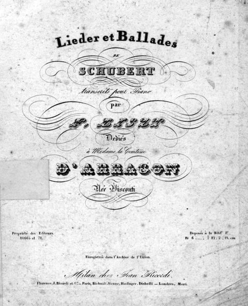 Lieder et ballades de Schubert. Transcrit pour piano par F. …