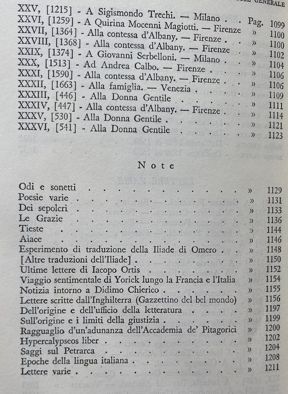 OPERE DI UGO FOSCOLO. (Versi dell'adolescenza, Versi giovanili, Odi, Sonetti, …