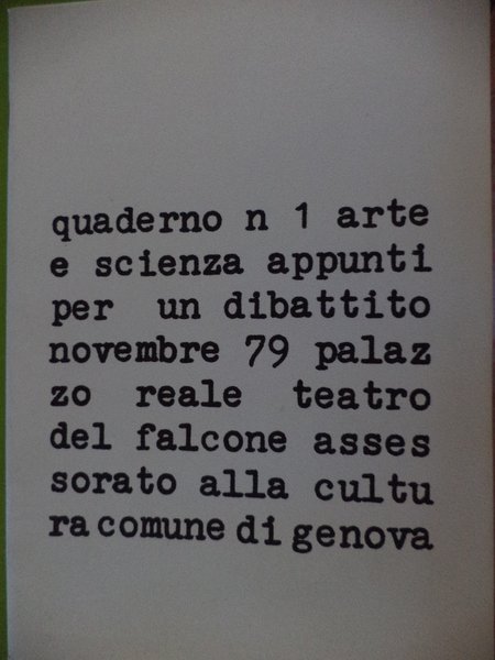 Quaderno n 1 Arte e Scienza