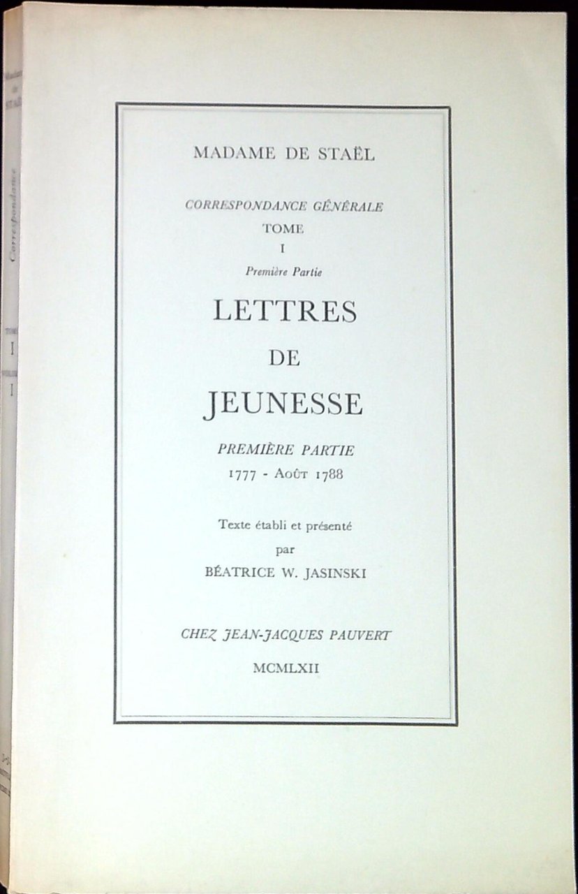1.1: Lettres de jeunesse, 1777-Août 1788 | Immagine principale