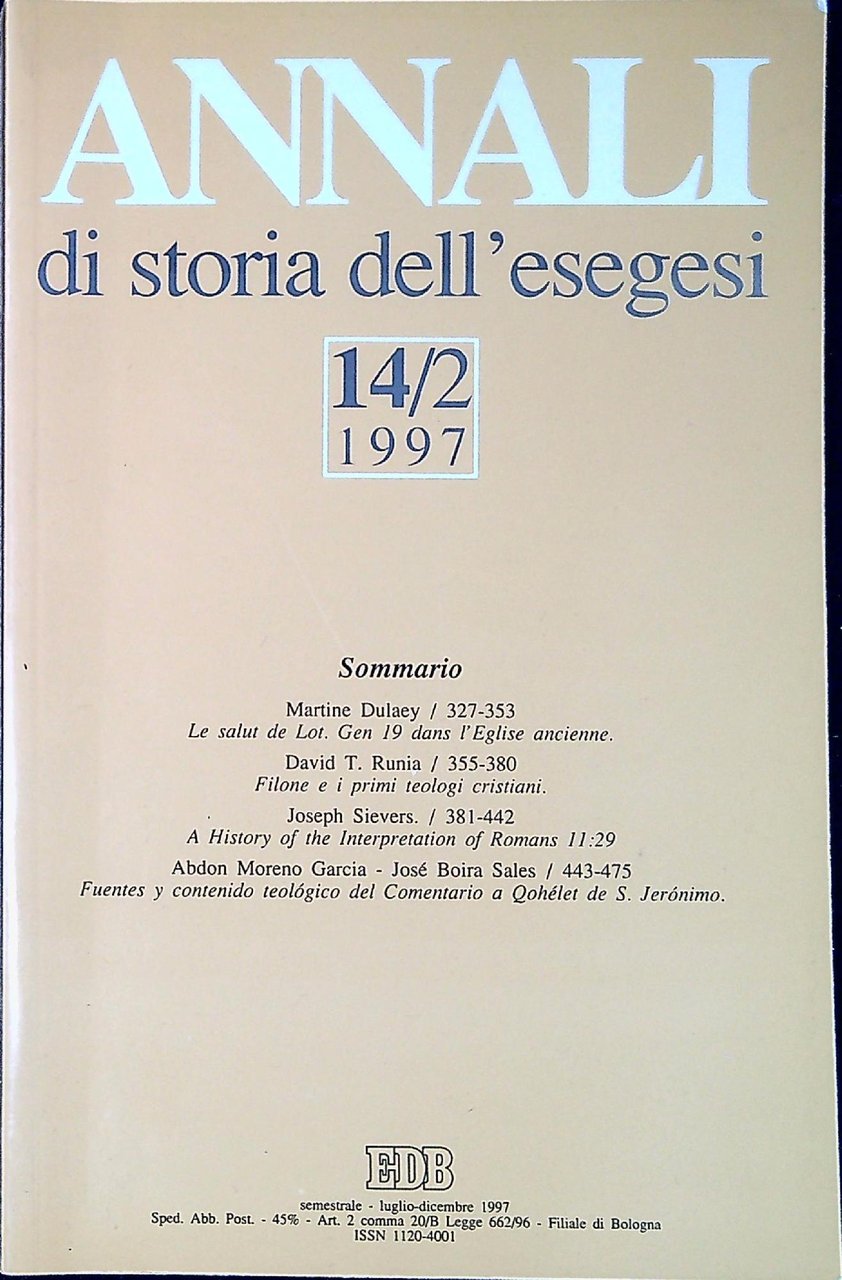 Annali di storia dell'esegesi 14/2 | Immagine principale