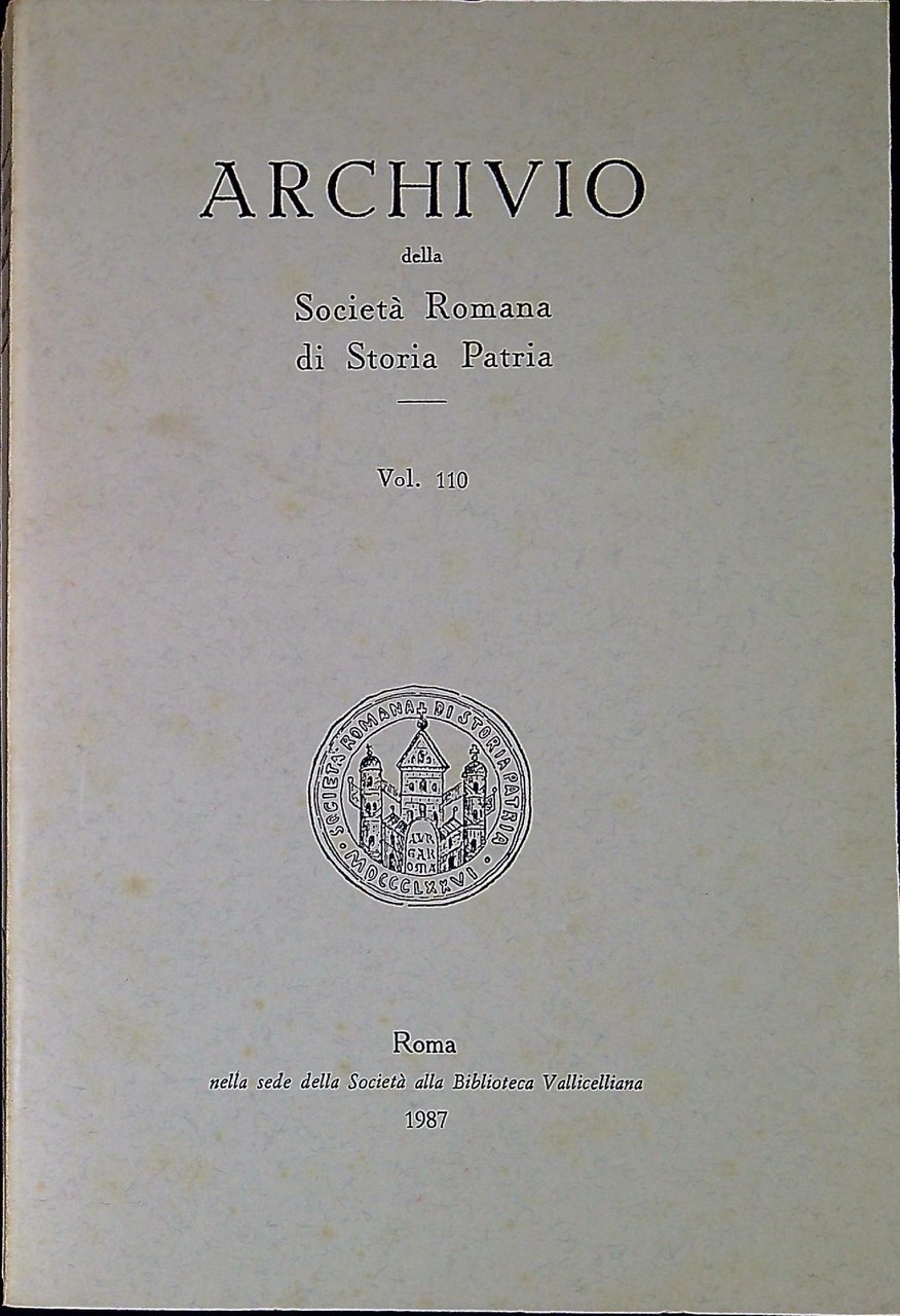 Archivio della Società Romana di Storia Patria vol. 110