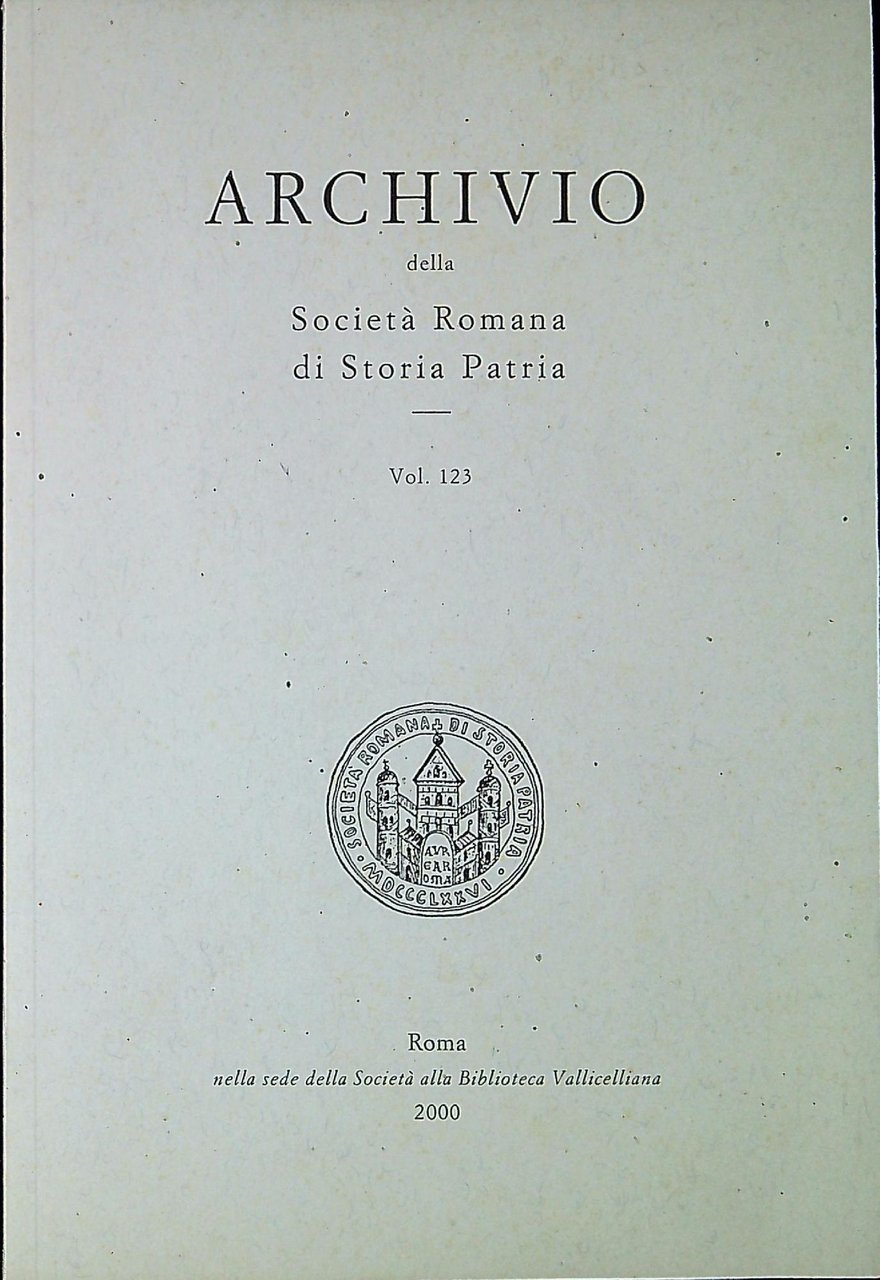 Archivio della Società Romana di Storia Patria vol. 123 | Immagine principale