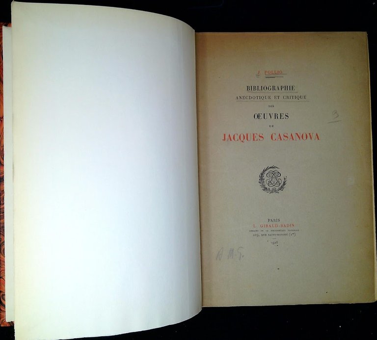 Bibliographie anecdotique et critique des oeuvres de Jacques Casanova