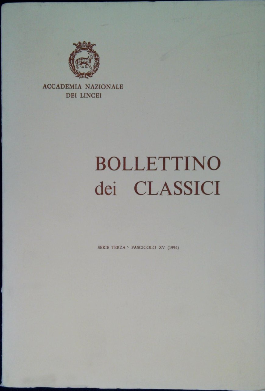 Bollettino dei classici Accademia nazionale dei Lincei Serie terza fascicolo …