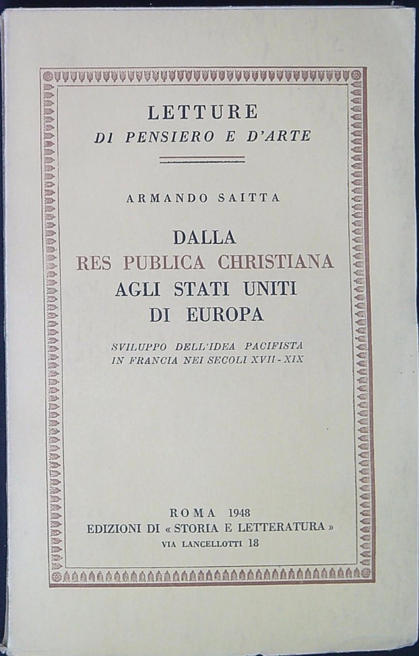Dalla res publica christiana agli stati uniti di Europa : …