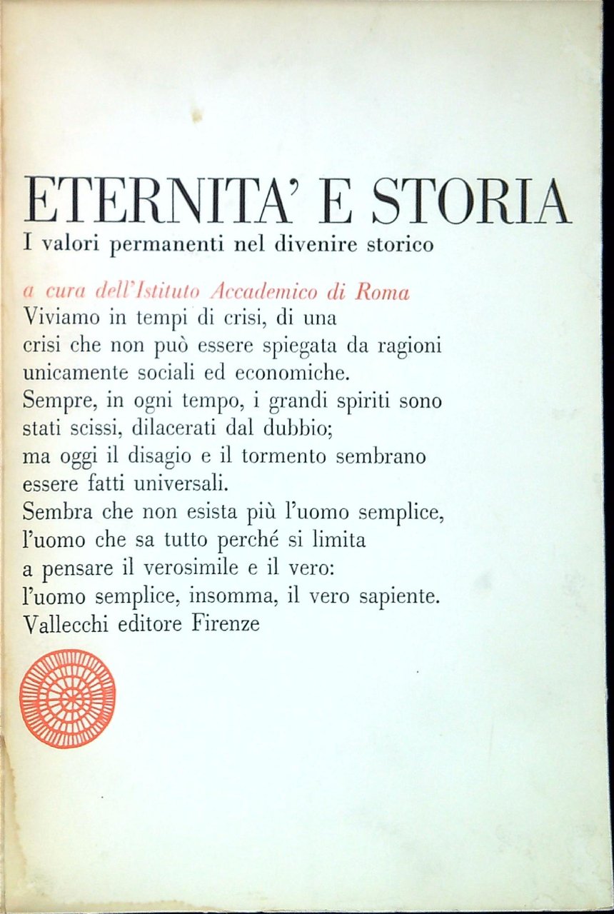 Eternità e storia : i valori permanenti nel divenire storico | Immagine principale