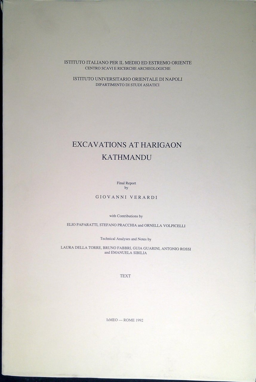 Excavations at Harigaon, Kathmandu. Final report | Immagine principale