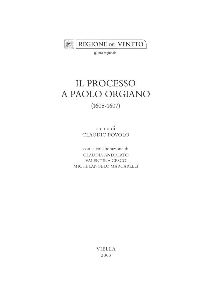 Il processo a Paolo Orgiano (1605-1607)