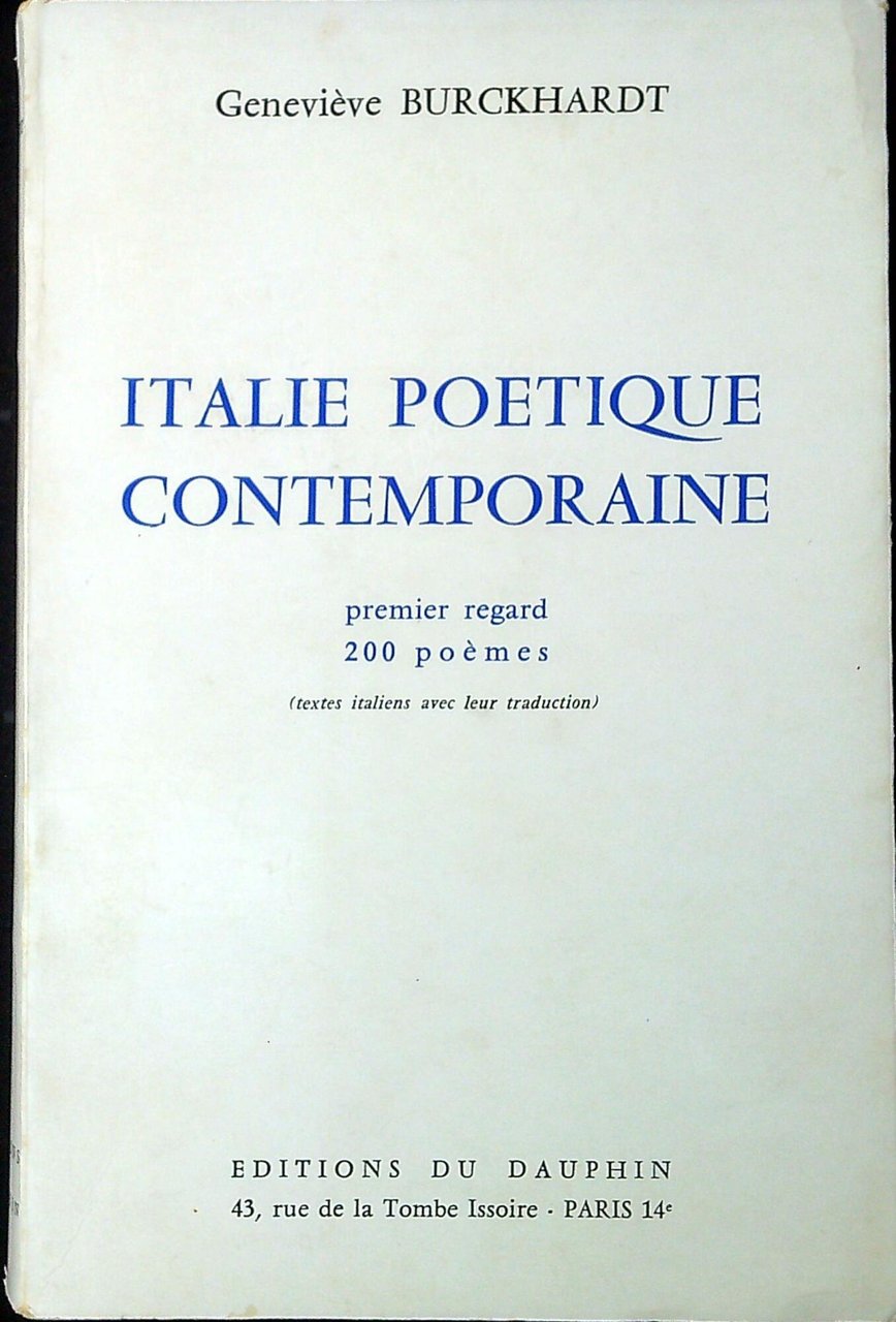 Italie poétique contemporaine : premier regard : 200 poèmes (textes … | Immagine principale