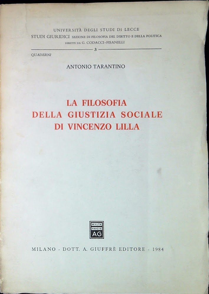 La filosofia della giustizia sociale di Vincenzo Lilla