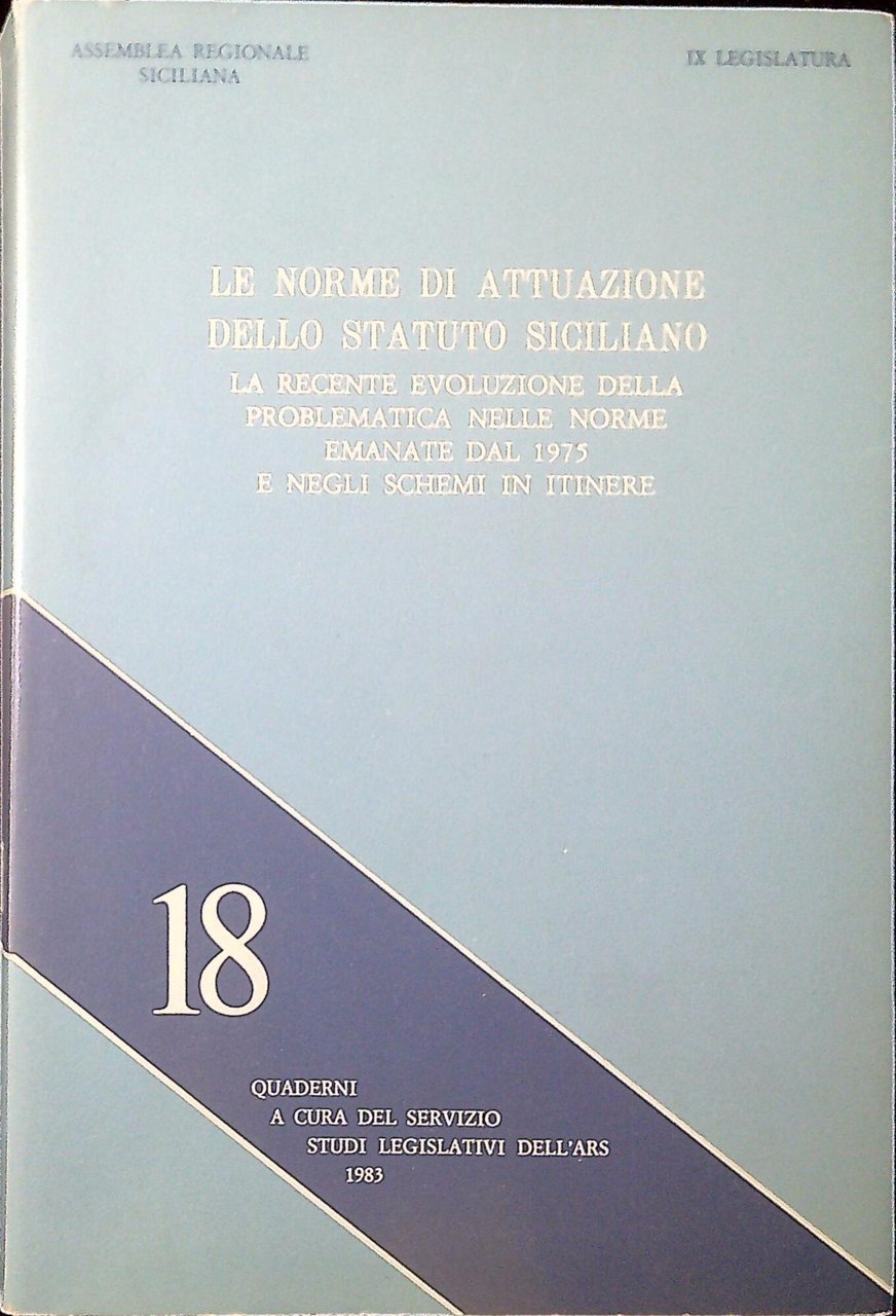 Le norme di attuazione dello Statuto siciliano : la recente … | Immagine principale