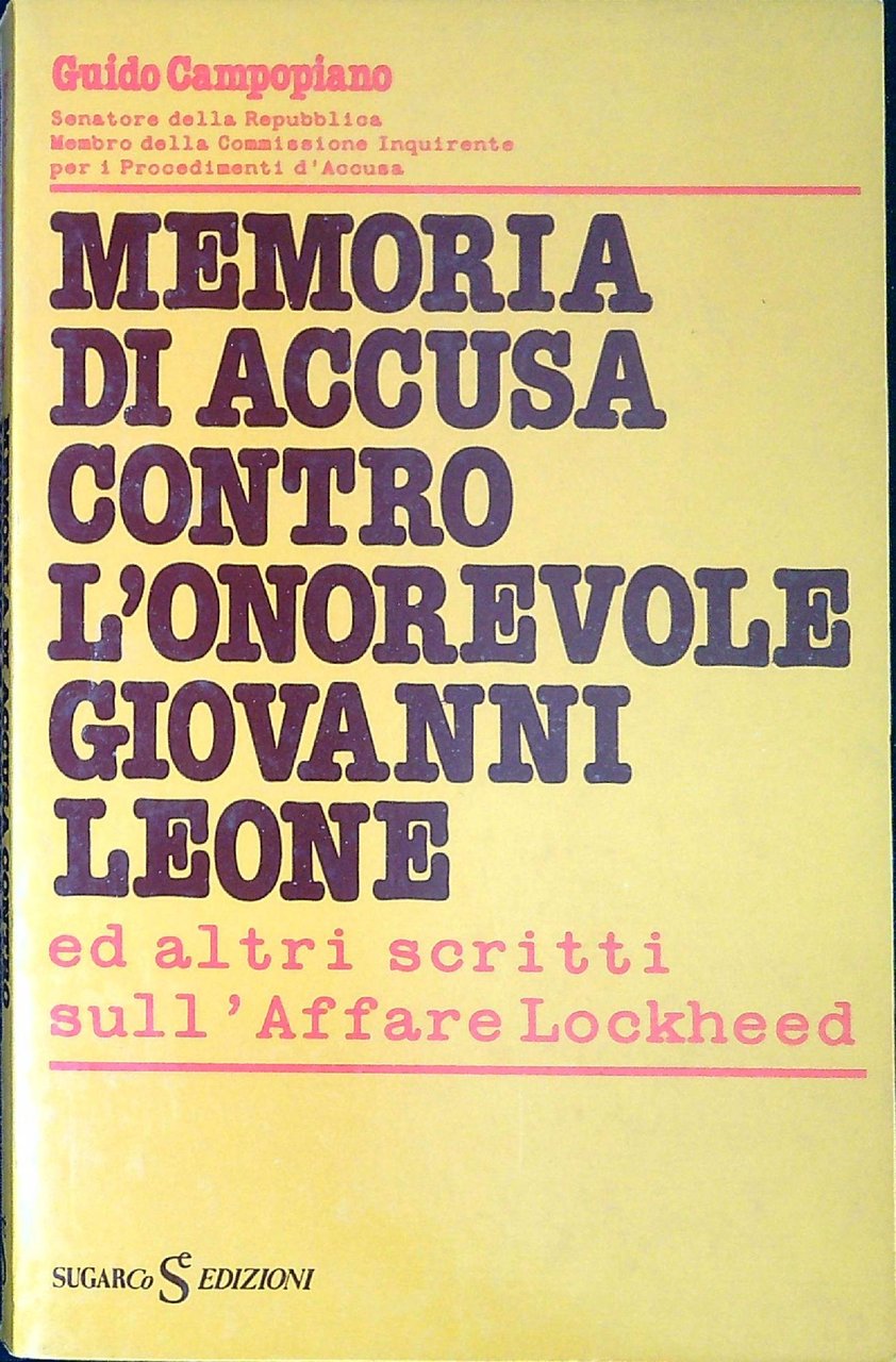 memoria di accusa contro l'onorevole Giovanni Leone | Immagine principale