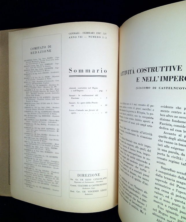 Opere pubbliche : rassegna dello sviluppo dell'Italia imperiale n. 1-2 …