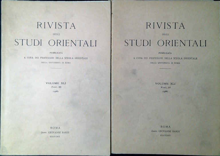 Rivista degli Studi orientali. Volume 41 Fasc-1-4 1966