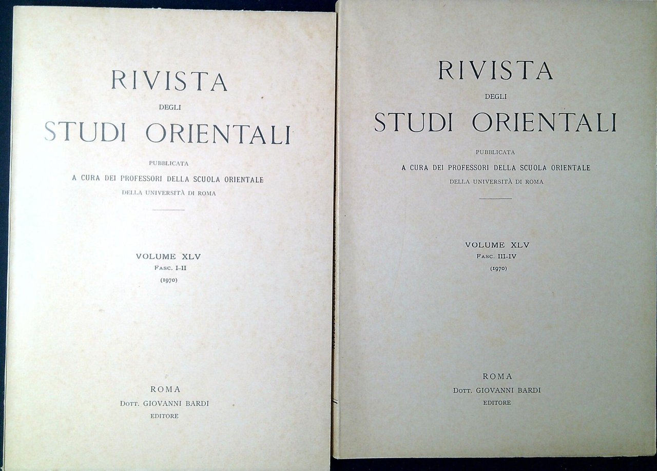 Rivista degli Studi orientali. Volume 45 Fasc-1-4 1970