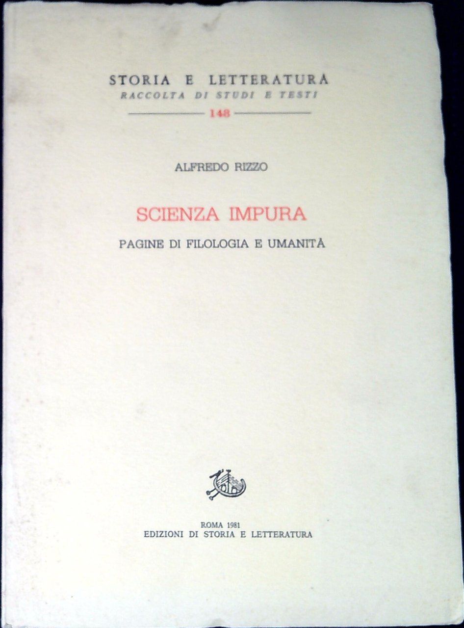 Scienza impura. Pagine di filologia e umanità | Immagine principale