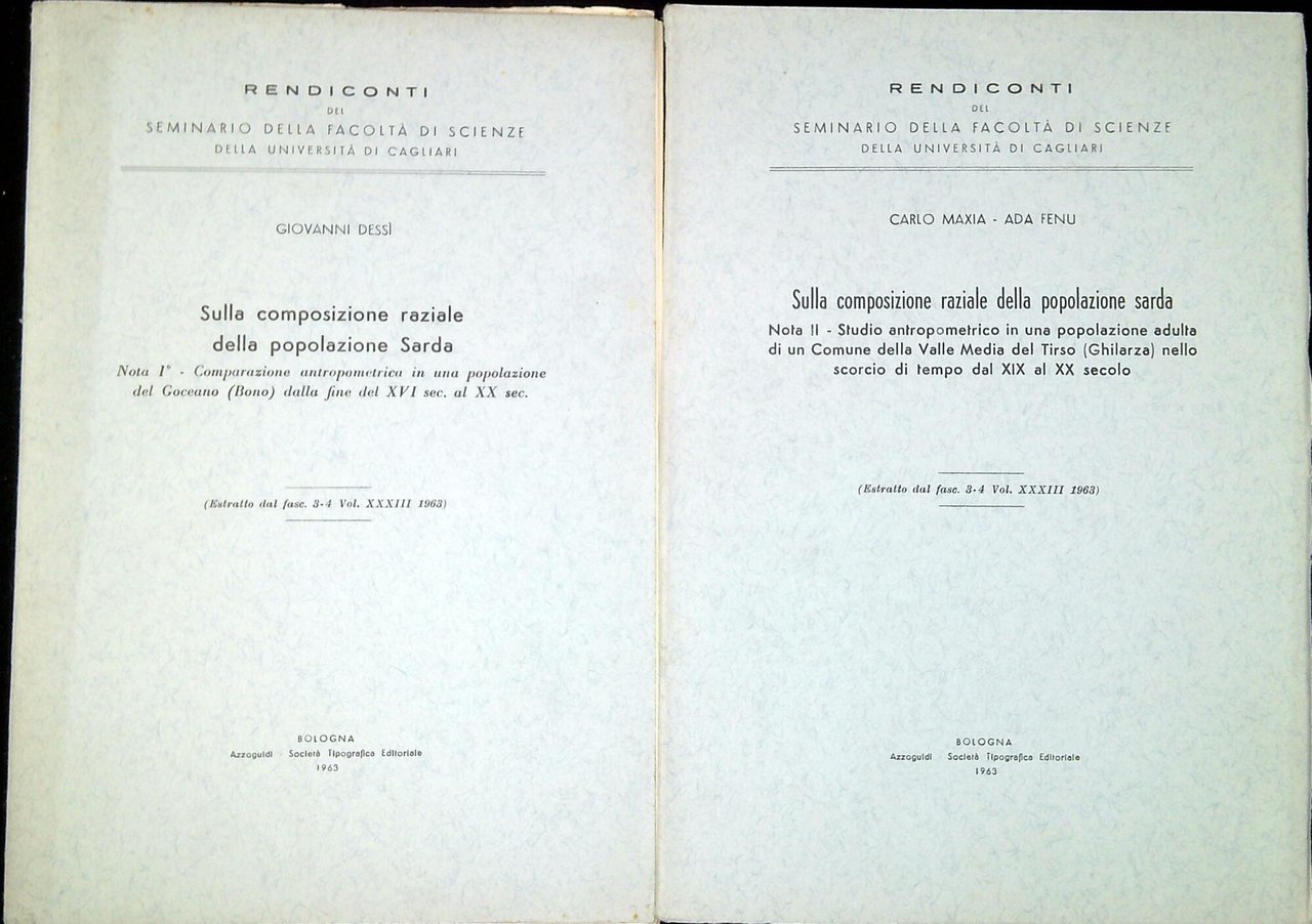 Sulla composizione raziale della popolazione sarda. Nota 1 e 2