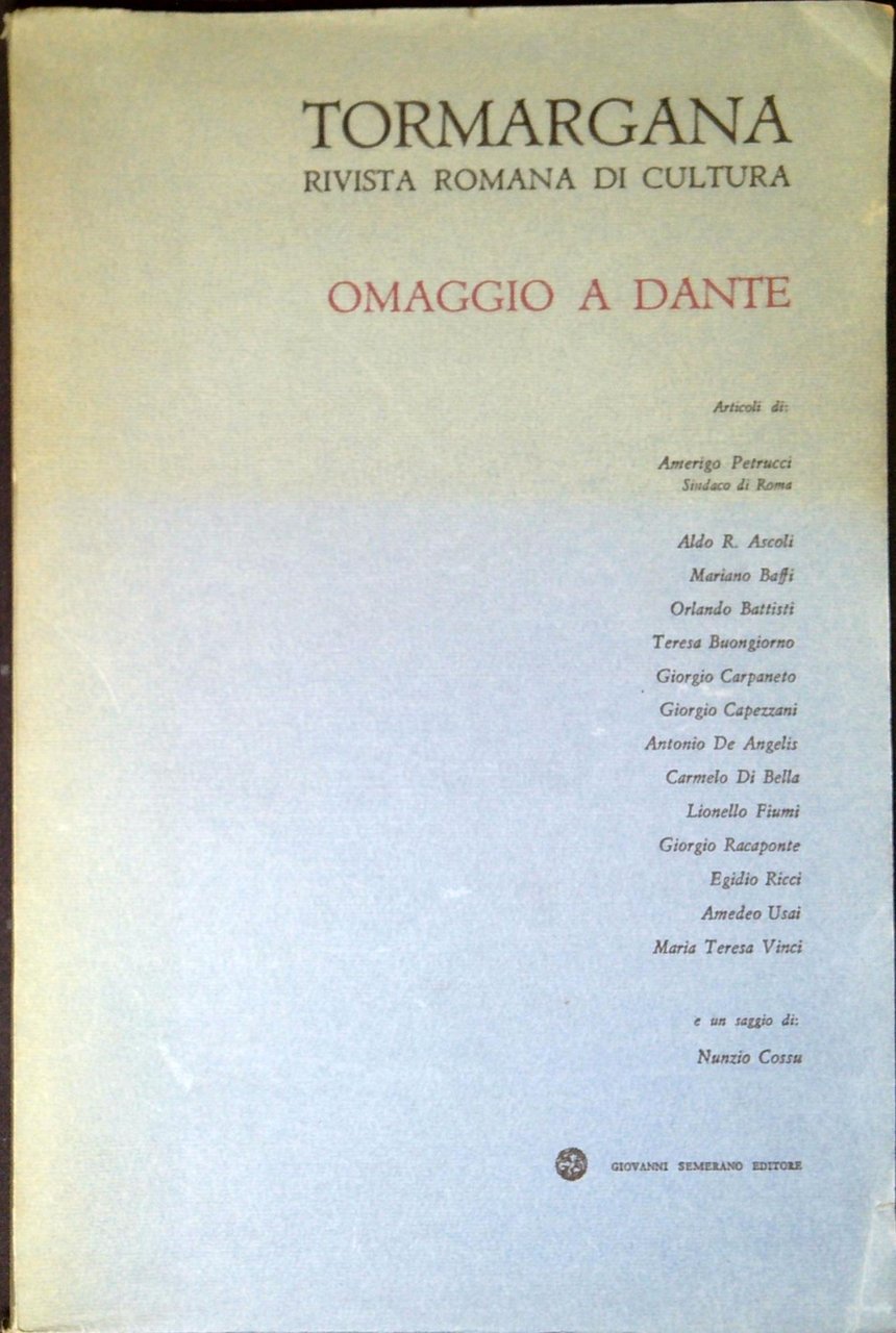 Tormargana Rivista romana di cultura Anno I n.4 Omaggio a … | Immagine principale