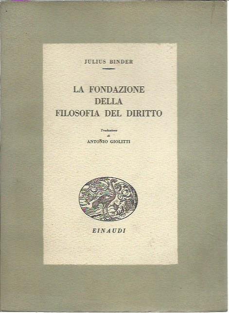 La fondazione della filosofia del diritto.