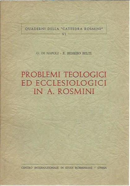 Problemi teologici ed ecclesiologici in A. Rosmini