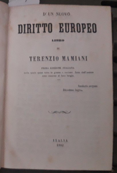 D'UN NUOVO DIRITTO EUROPEO